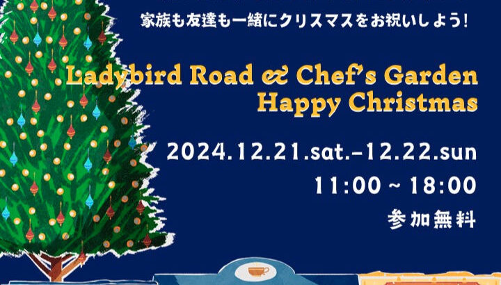 サンタがケーキをプレゼント！レディバードロードでクリスマスマーケット｜淡路島イベント